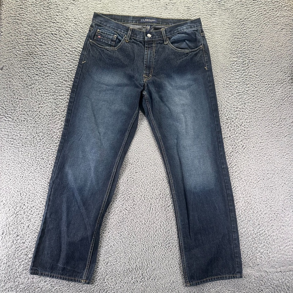 U.S. Polo Assn. Jeans Mens 36x32 Blue Cotton Denim Straight Leg Faded Streetwear